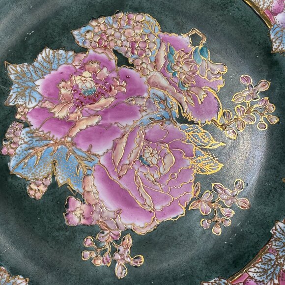 Vintage Famille Rose Style Plate Pink Peony & Grape Floral Charger for Wall - Picture 4 of 11